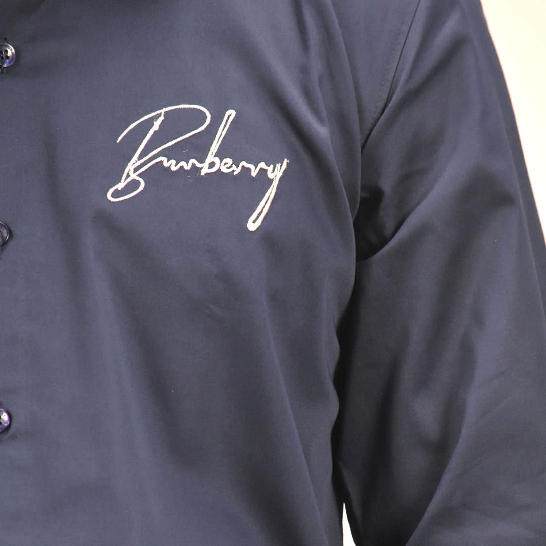Burberry Embroidered Blue Cotton Premium Shirt-4