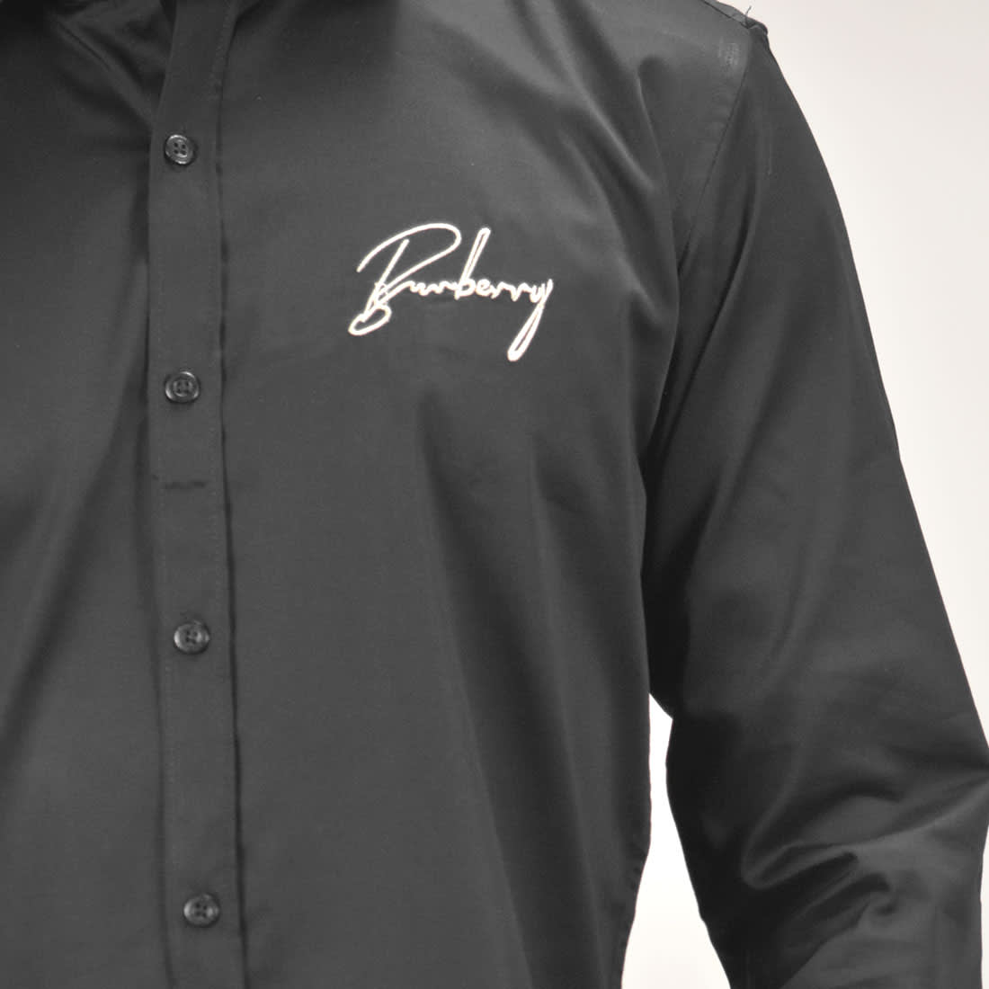 Burberry Embroidered Black Cotton Premium Shirt-4