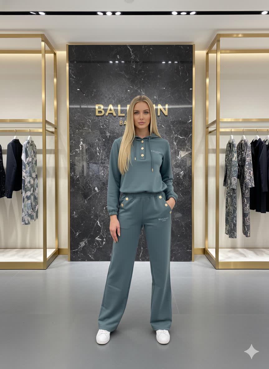 Balmain Green Premium Hood Tracksuit-1