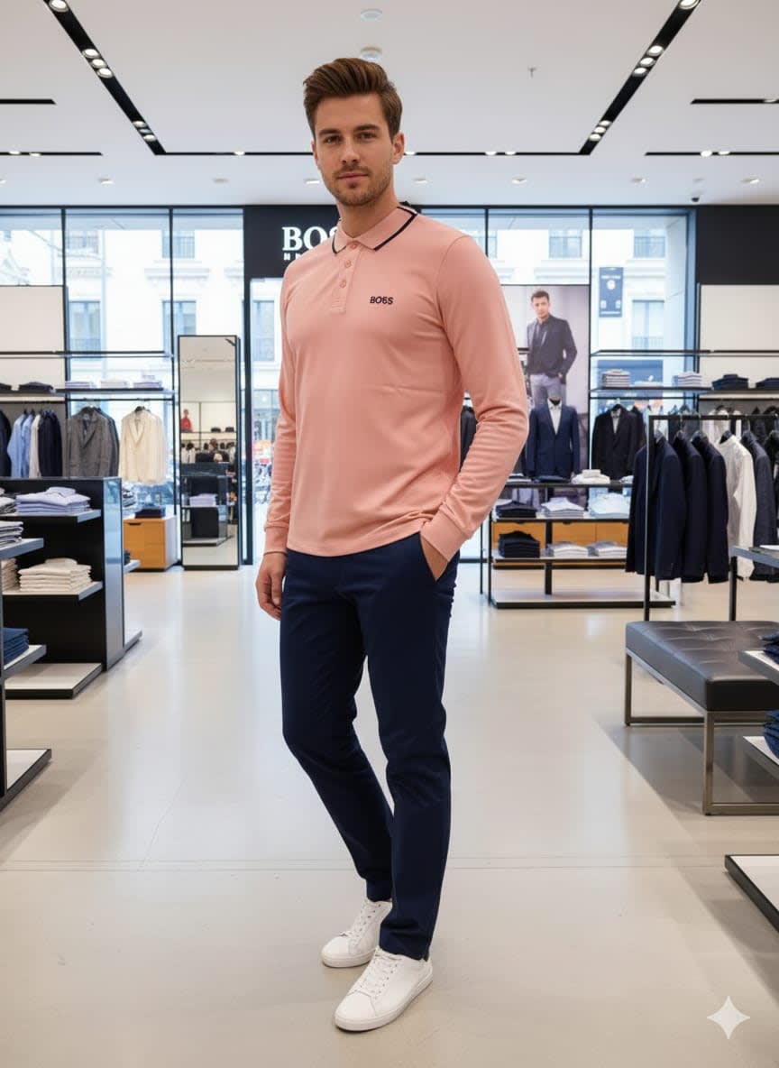 Hugo Boss Pink Premium Quality Full Sleeves Tees-1