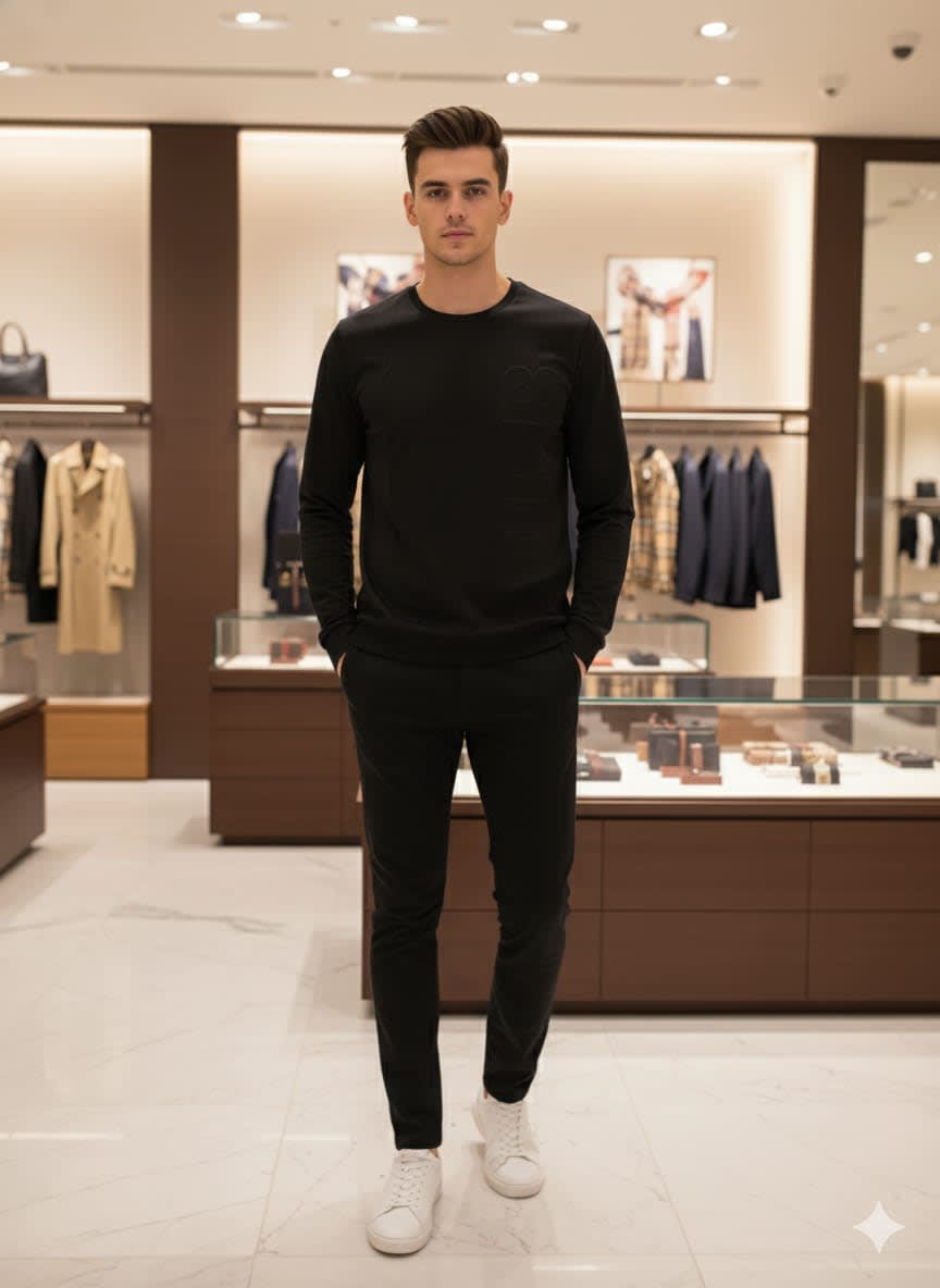 Burberry Black Premium Exclusive Full Sleeves Round Neck T-shirt-1