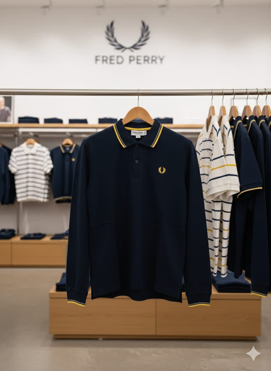 Fred Perry Embroidered logo Dark Blue Premium T-shirt-1