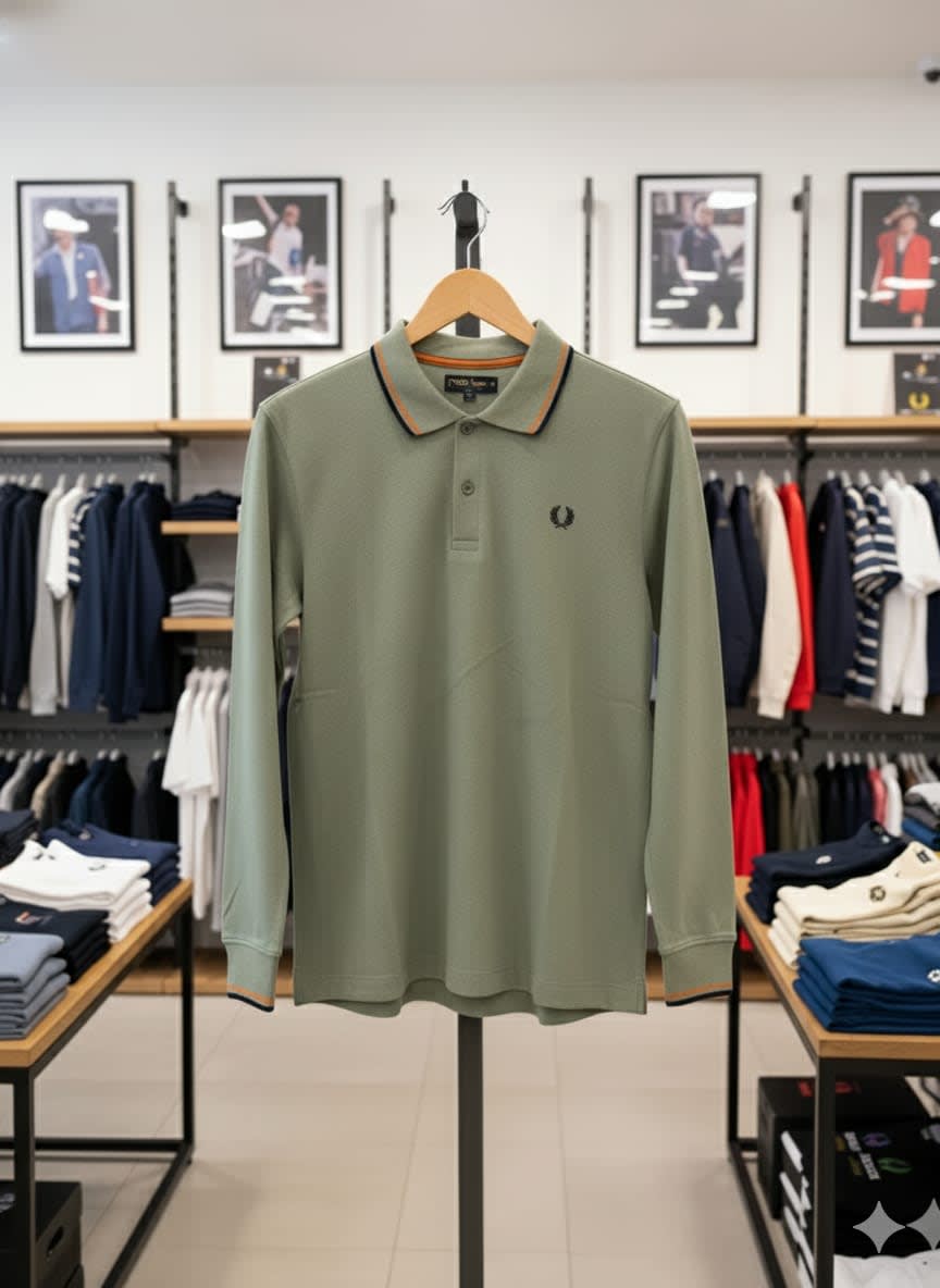 Fred Perry Embroidered logo Green Premium T-shirt-1