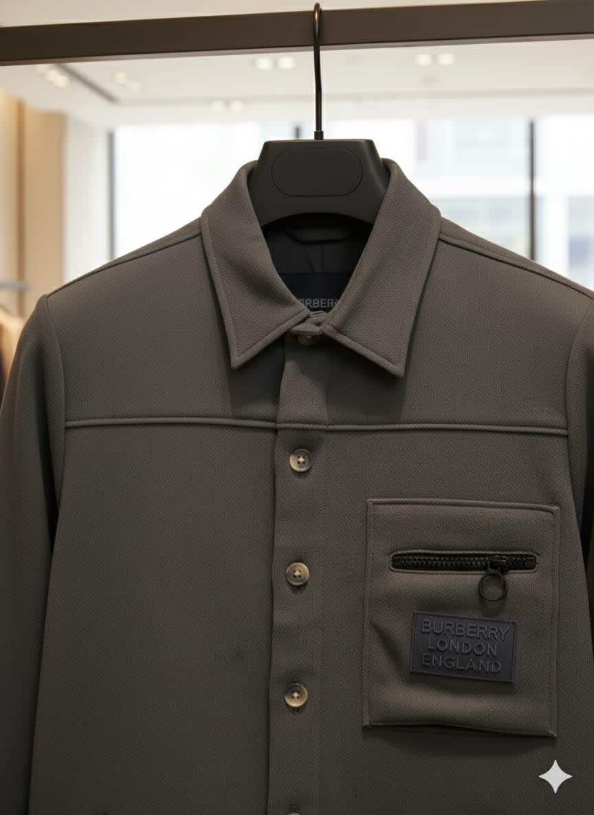 Burberry Dark Grey Premium Quality Warm Shirt-3