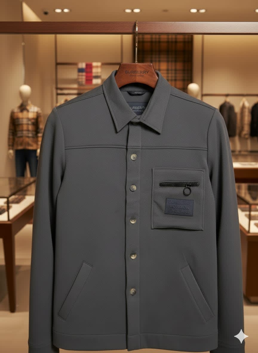Burberry Dark Grey Premium Quality Warm Shirt-4