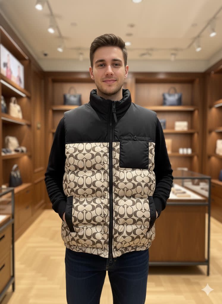 Coach Oblique Beige Premium Quality Half Jacket-2