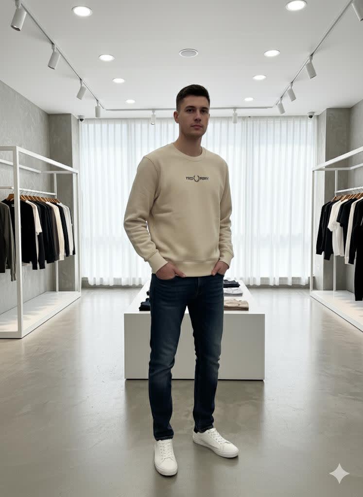 Fred Perry Beige Premium Quality Sweatshirt-1