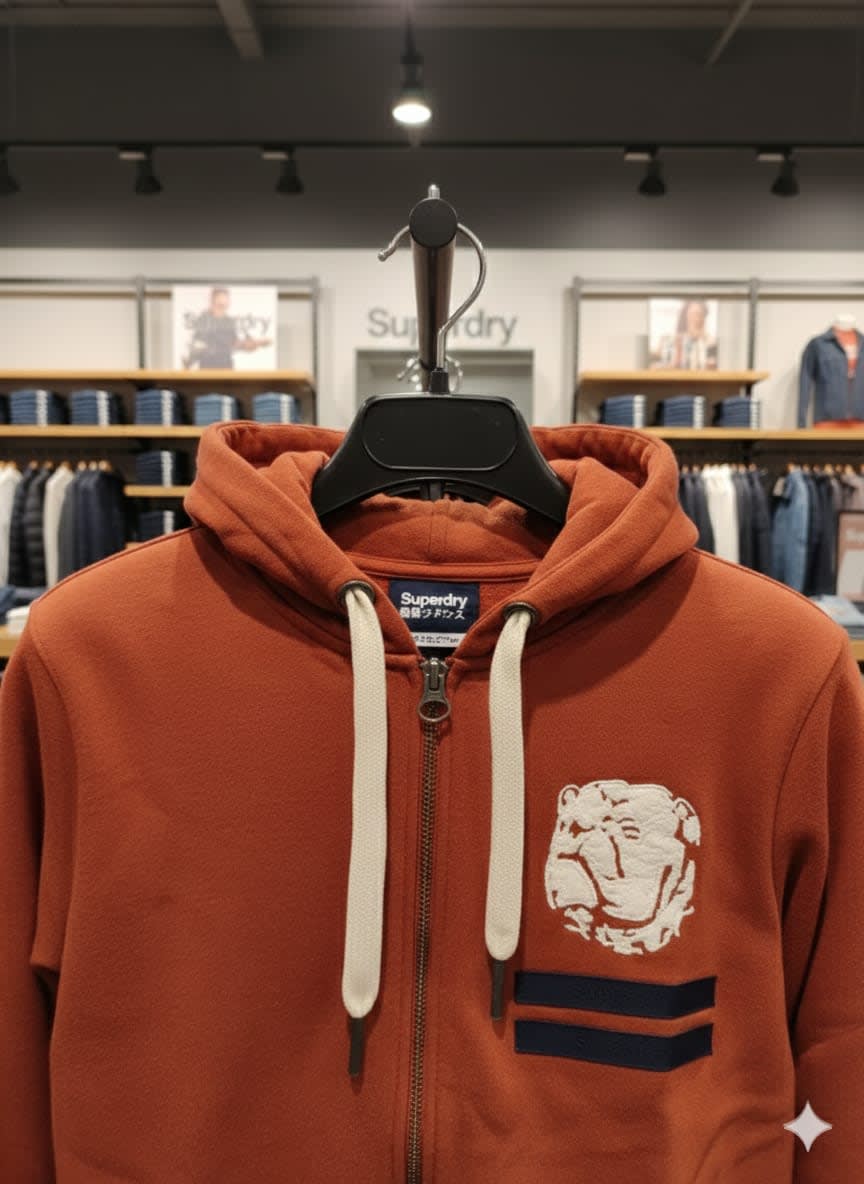 Superdry Brown Premium Quality Bulldog Patch Hoodie-3