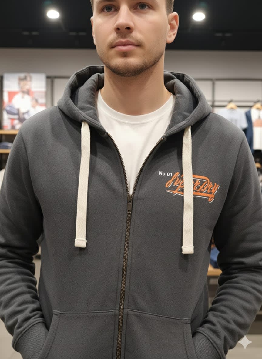 Superdry Dark Grey Premium Quality Hoodie-1