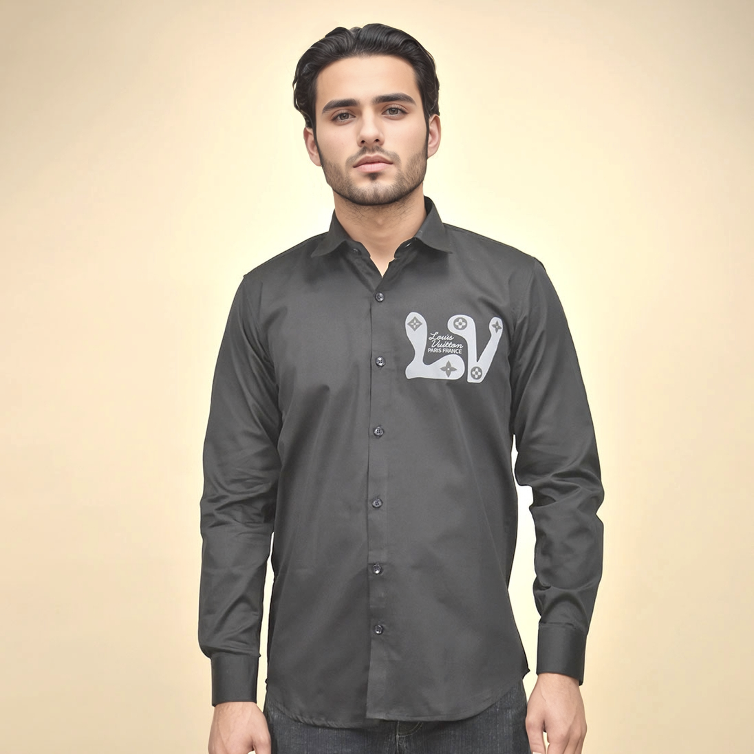 Louis Vuitton Monogram Black Premium Cotton Shirt-1