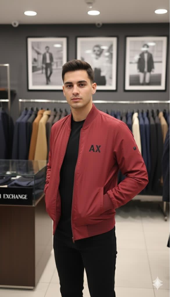 Armani Exchange Wine Premium Quality Bomber Jacket-1