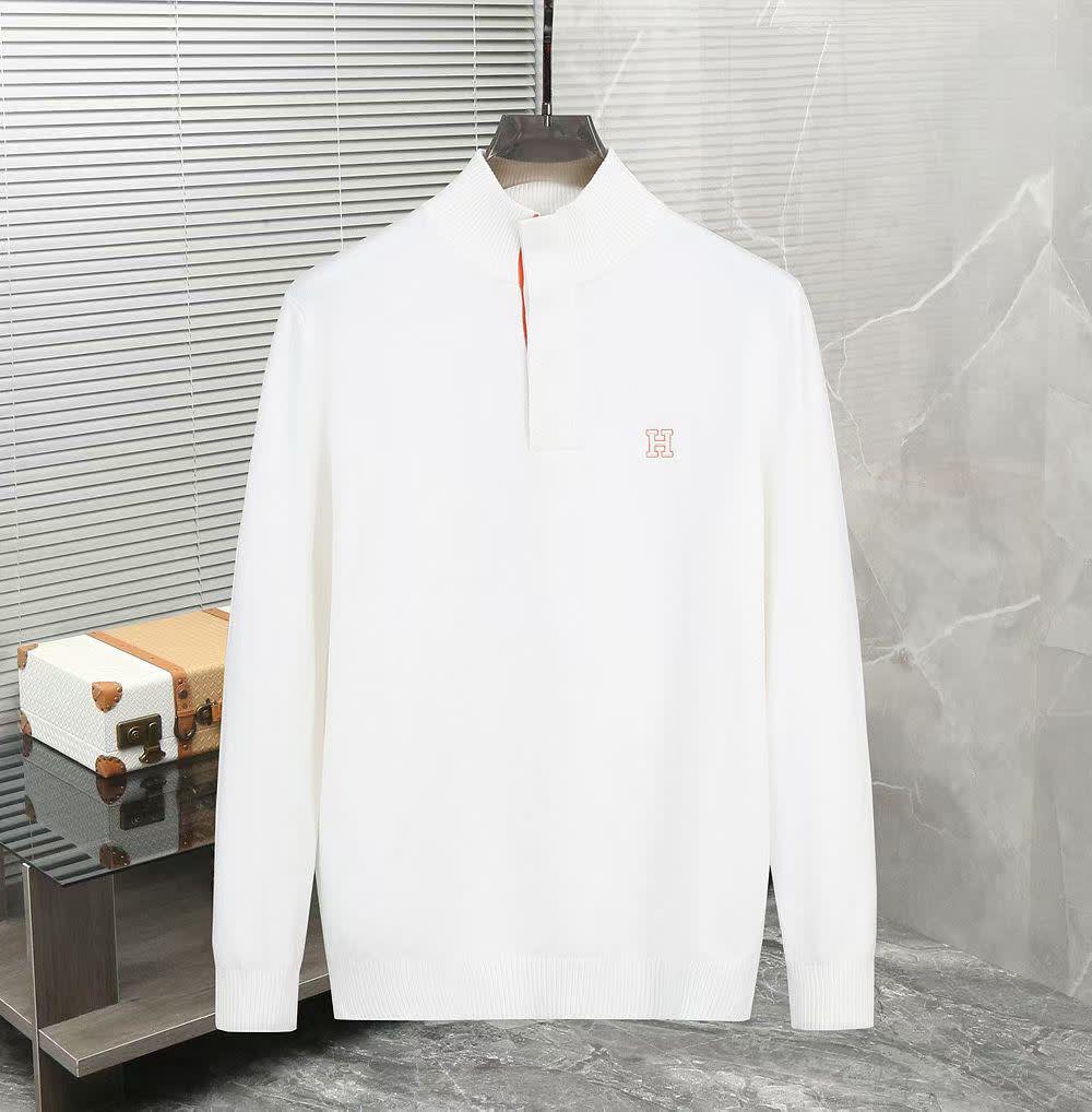 Hermes White High-End Authentic Quality Pullover-0
