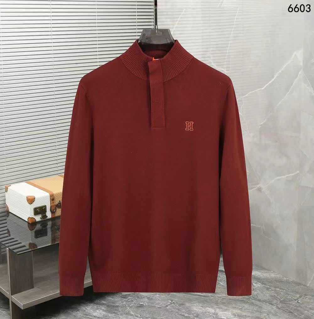 Hermes Red High-End Authentic Quality Pullover-0