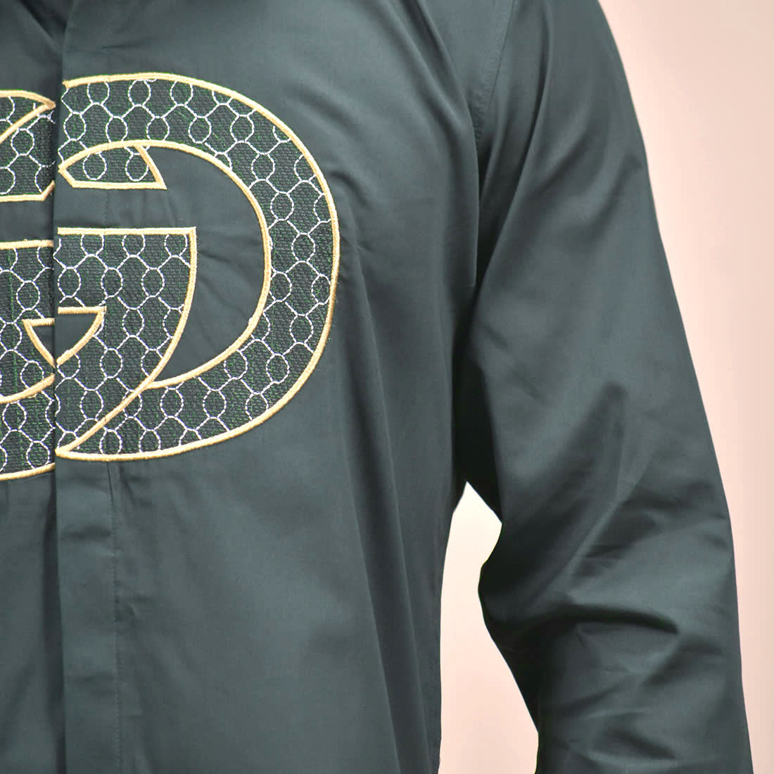 Gucci Embroidered logo Green Luxury Shirt-4
