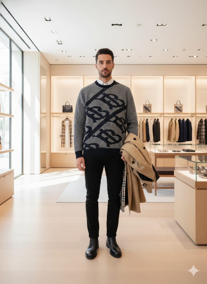 Burberry Grey Authentic Quality Pullover-1