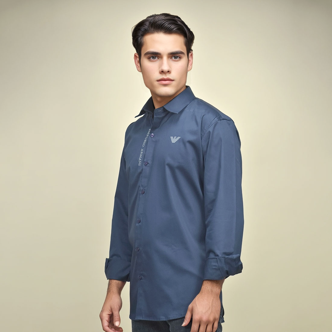 Emporio Armani Navy Blue Premium Quality Shirt-0