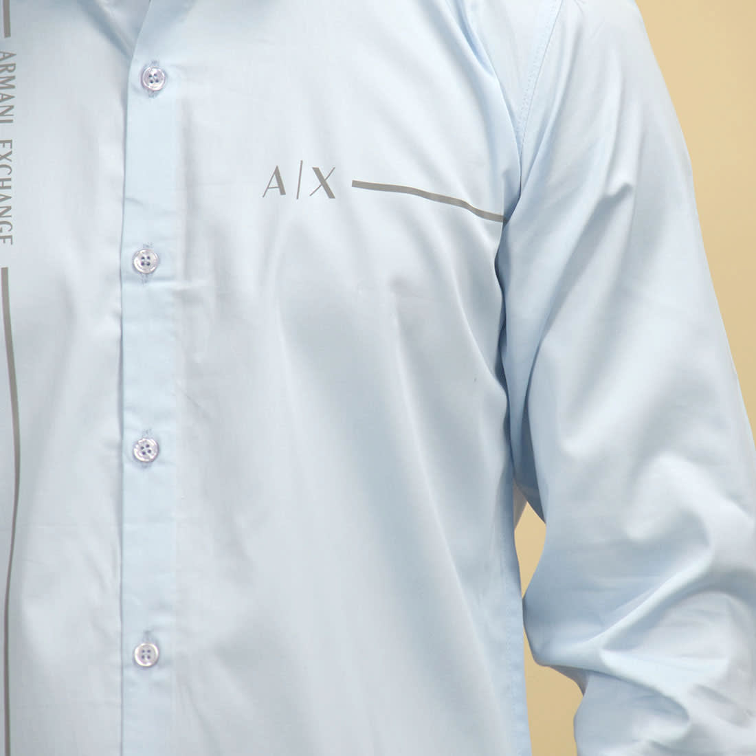 Armani Exchange Pipe logo Sky Blue Premium Shirt-4