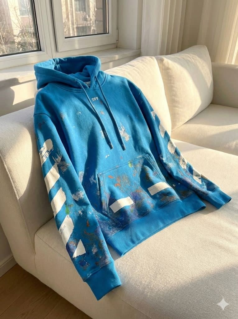 Off White Blue Premium Quality Hoodie-3