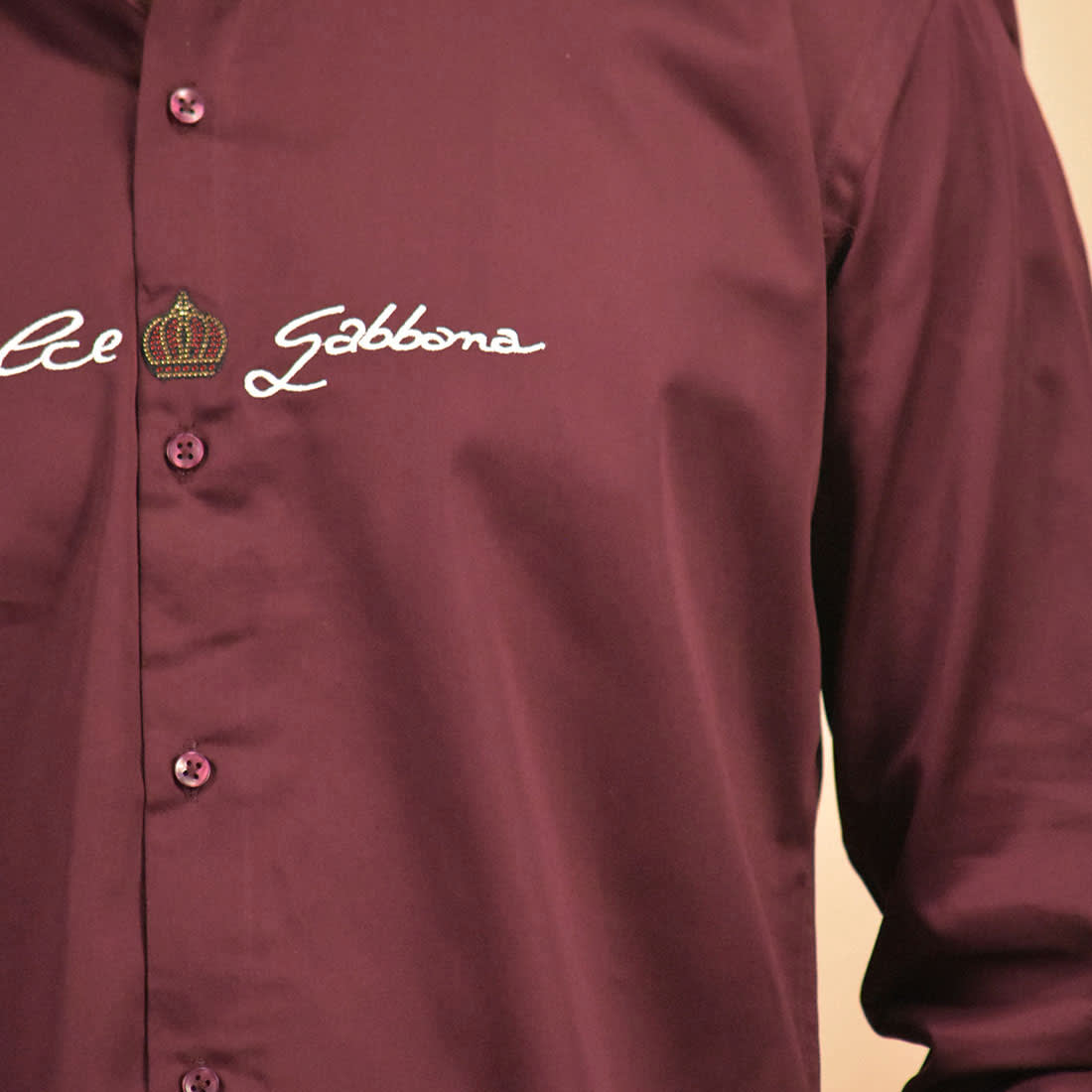 Dolce & Gabbana Wine Premium Cotton Shirt-4
