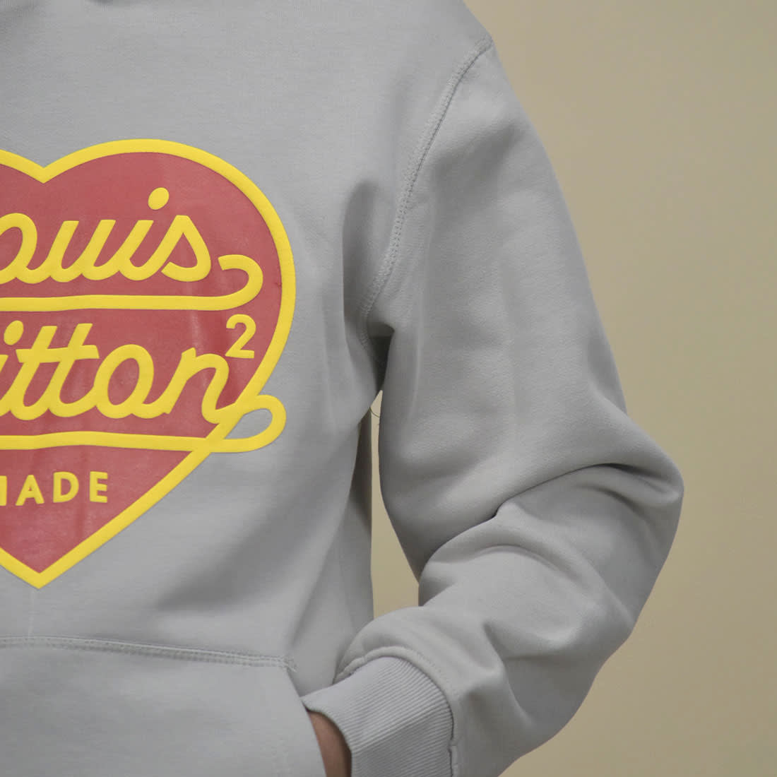 Louis Vuitton Heart Print Grey Premium Hoodie-4