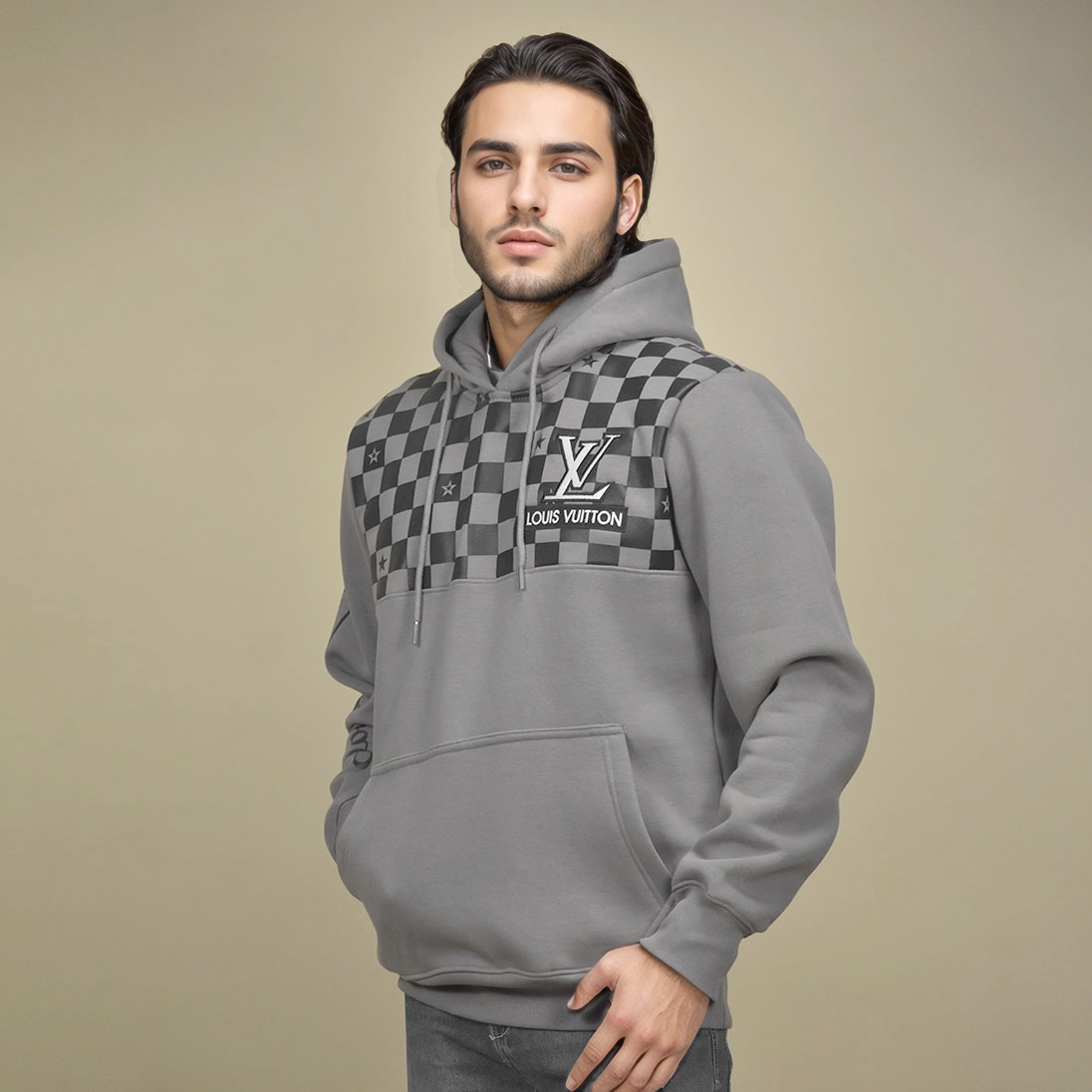 Louis Vuitton Grey Premium Quality Hoodie-0