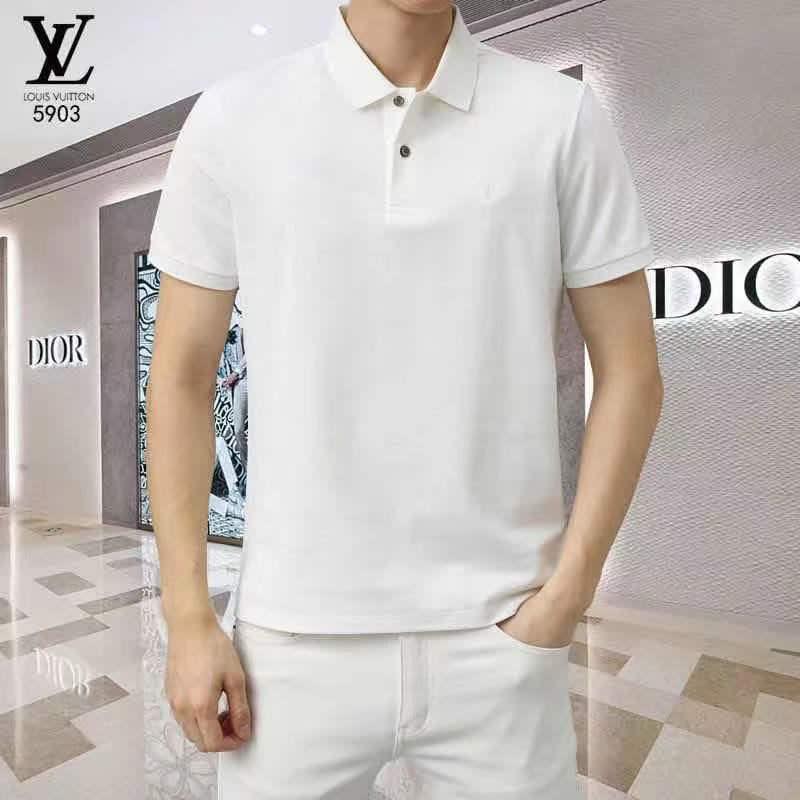 Louis Vuitton White Embroidery Logo Premium T-shirt-0