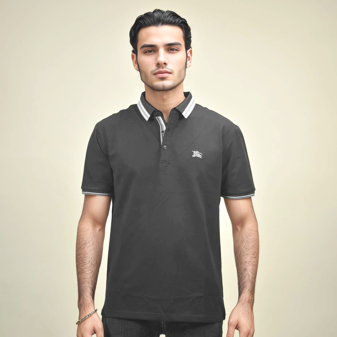 Burberry Embroidered logo Black Premium Quality Polo T-shirt-1