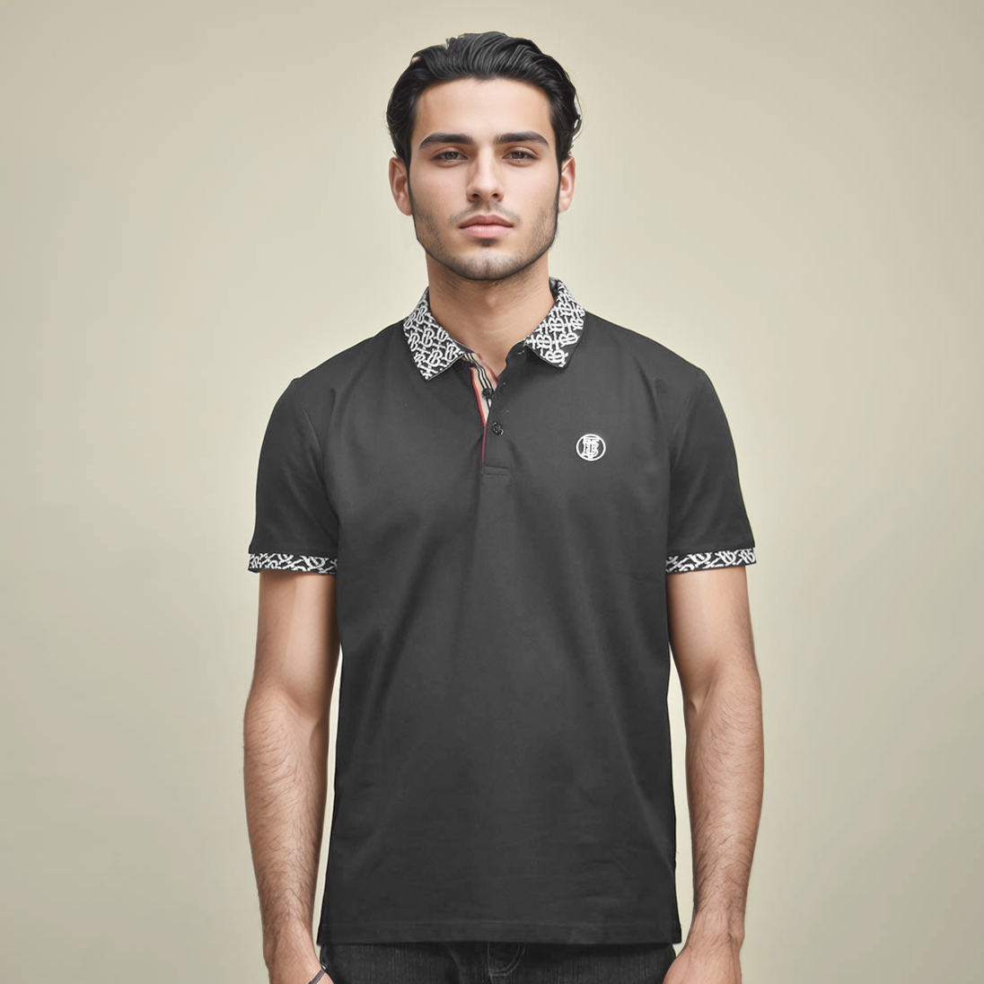 Burberry Black Premium Quality Polo Cotton T-shirt-1