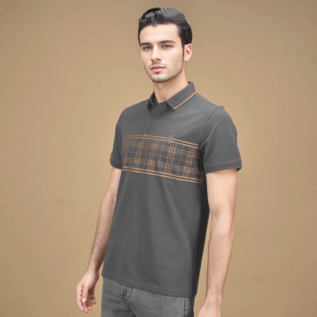 Burberry TB Embroidered Grey Premium Polo T-shirt-0