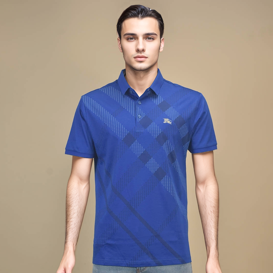 Burberry Embroidered logo Blue Premium T-shirt-1