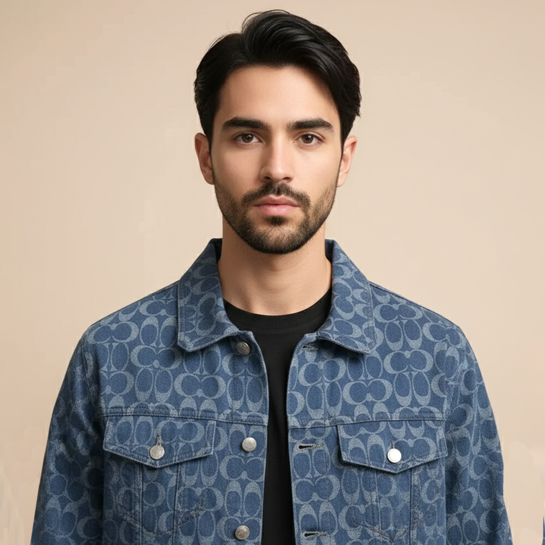 Coach Oblique Blue Premium Quality Denim Jacket-1