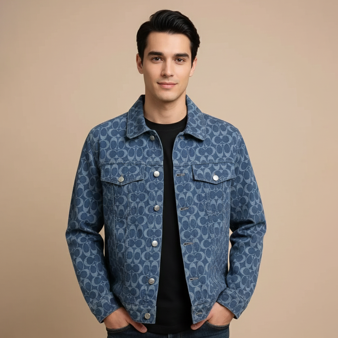 Coach Oblique Blue Premium Quality Denim Jacket-0