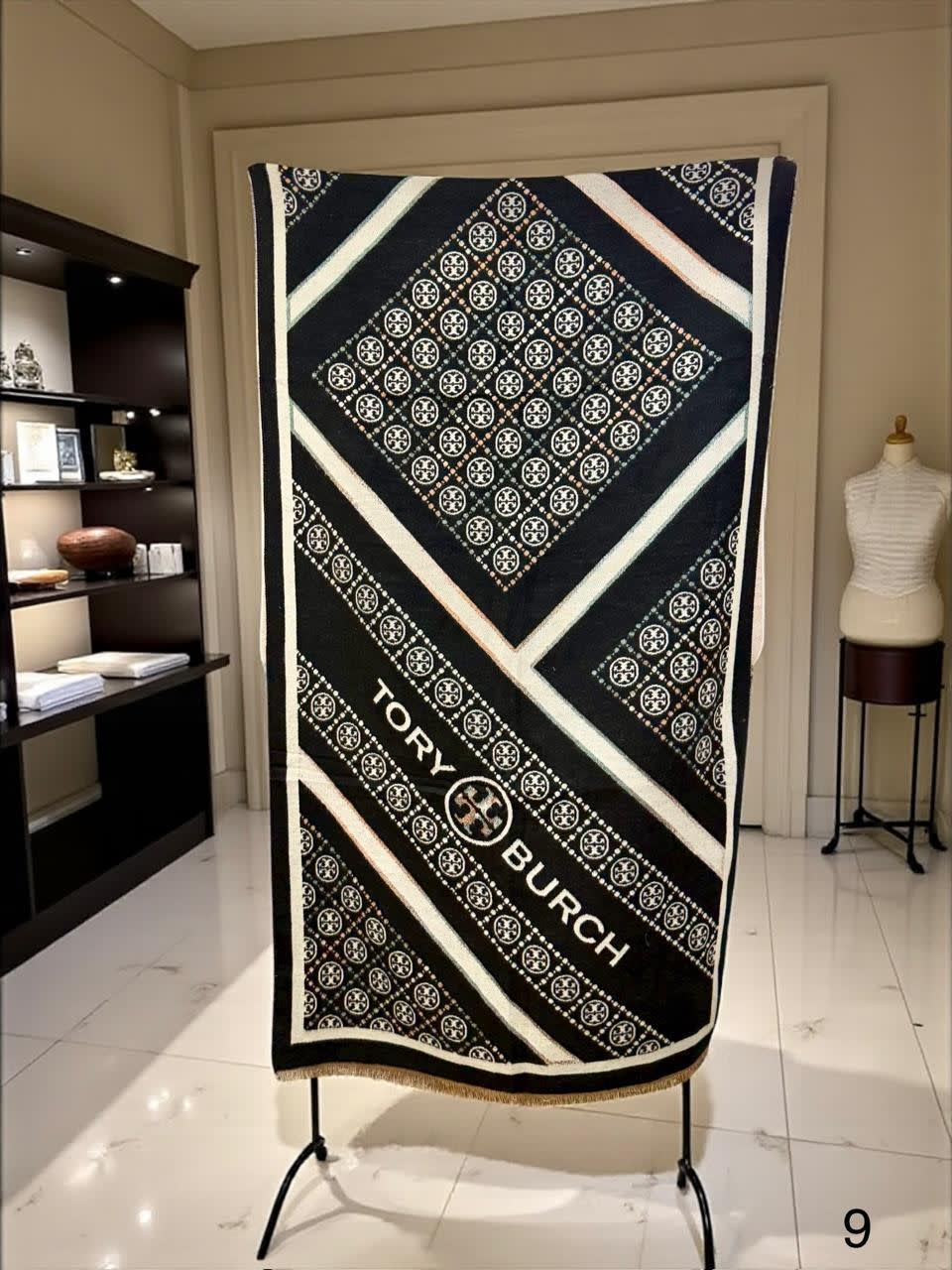 Tory Burch Designer Black Woollen Stole-1