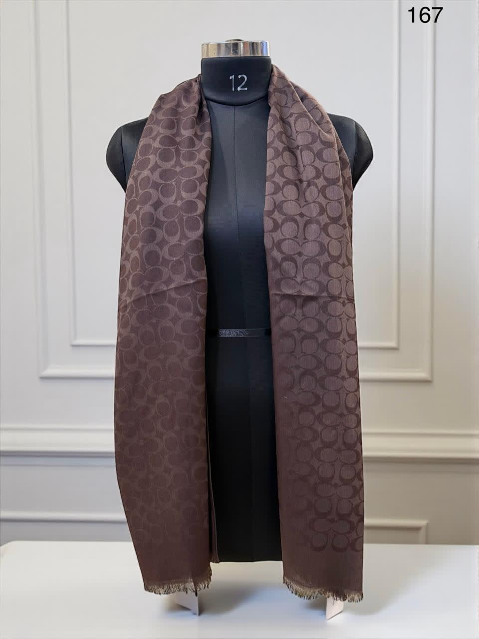 Coach Signature Brown C Border Woollen Stole-0