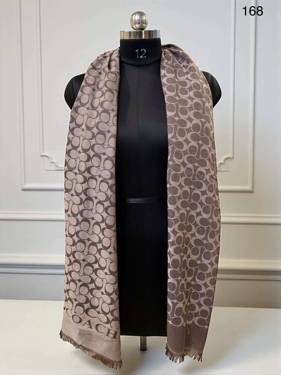 Coach Signature Beige C Border Woollen Stole-0