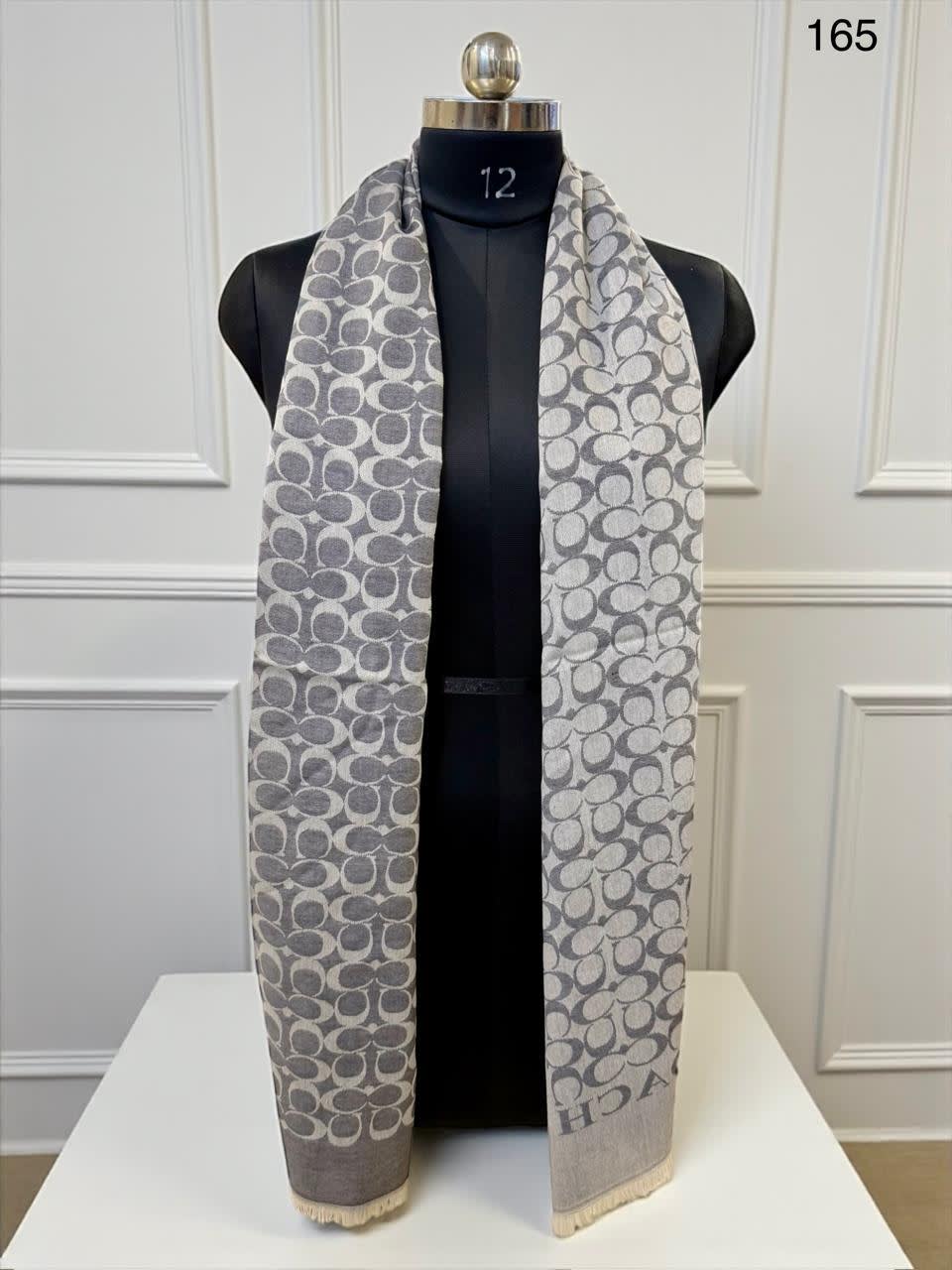 Coach Signature Grey C Border Woollen Stole-0