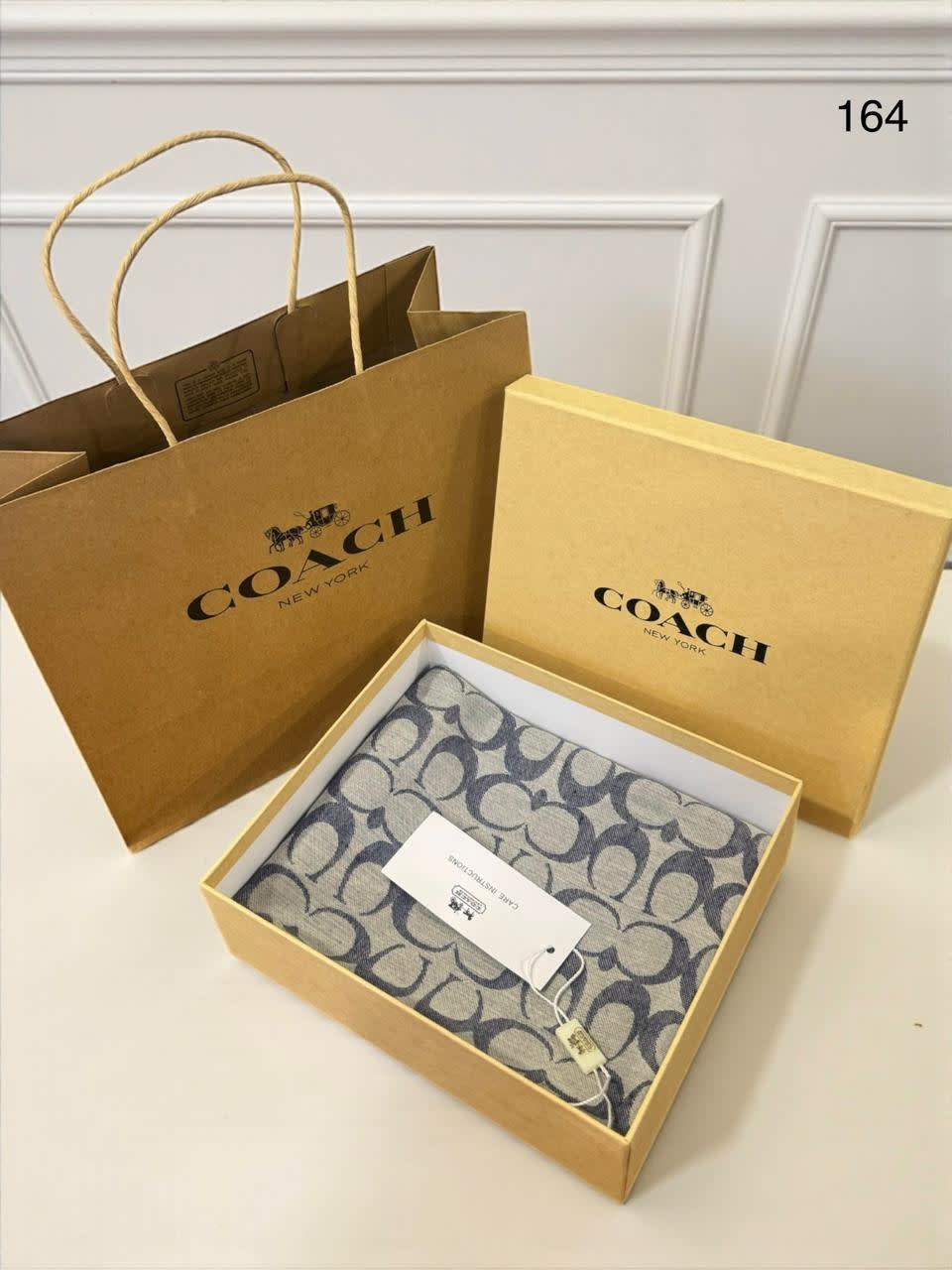 Coach Signature Blue C Border Woollen Stole-1