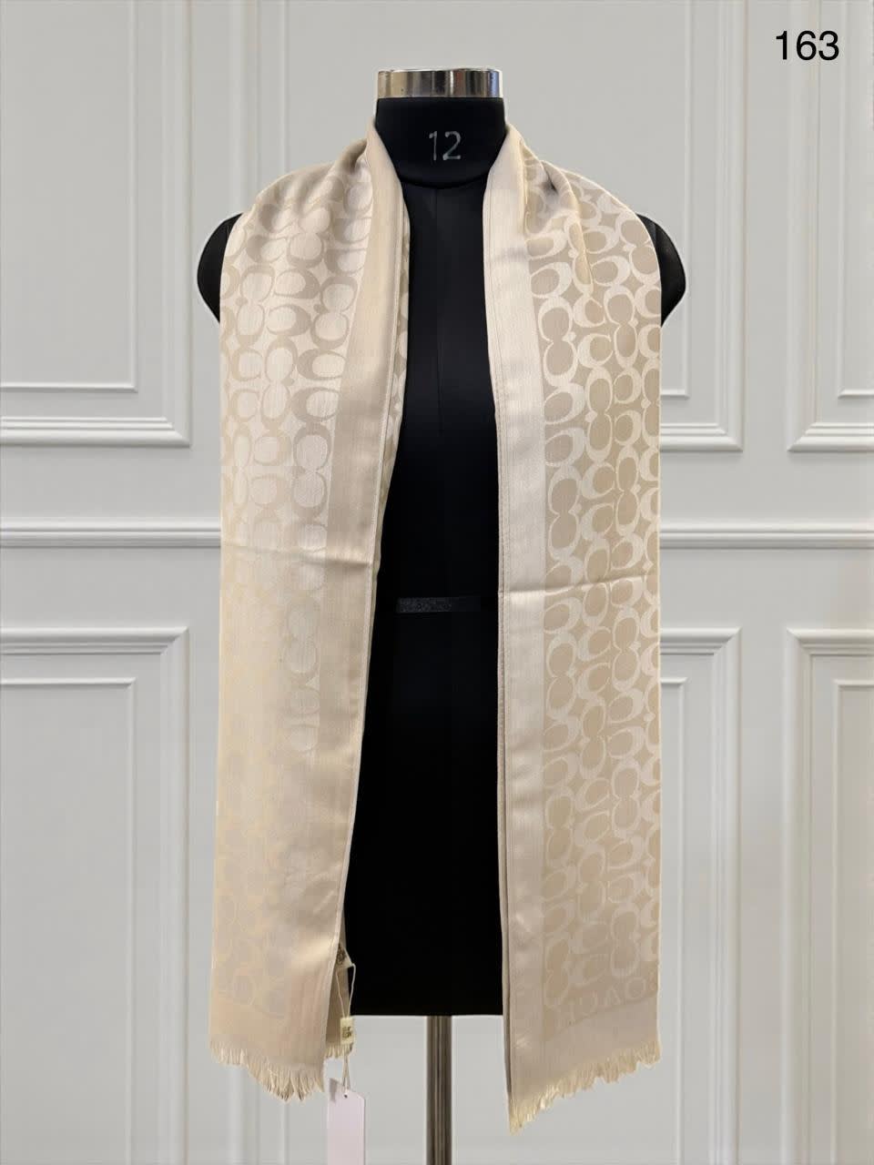 Coach Signature Cream C Border Woollen Stole-0