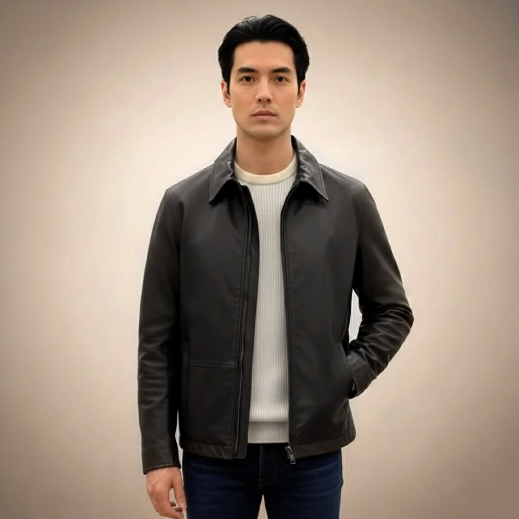 Burberry Black Leather Premium Quality Jacket-0