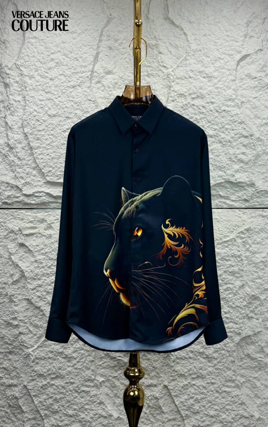Versace Black Panther Print Premium Quality Cotton Shirt-1