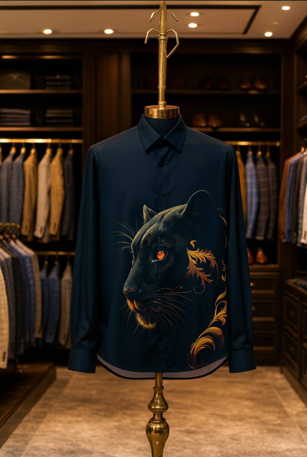 Versace Black Panther Print Premium Quality Cotton Shirt-0