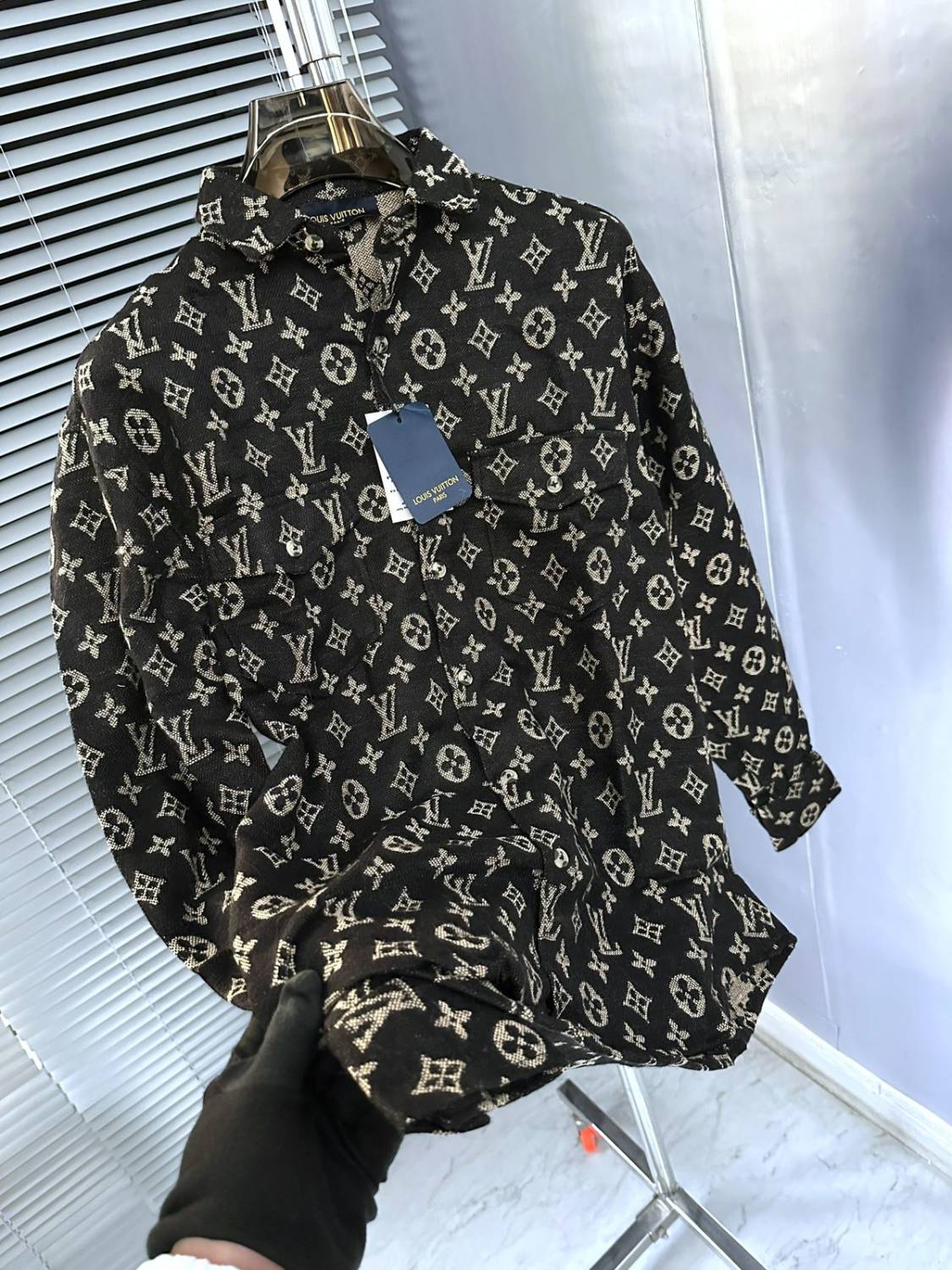 Louis Vuitton Monogram Black Premium Cotton Shirt-0
