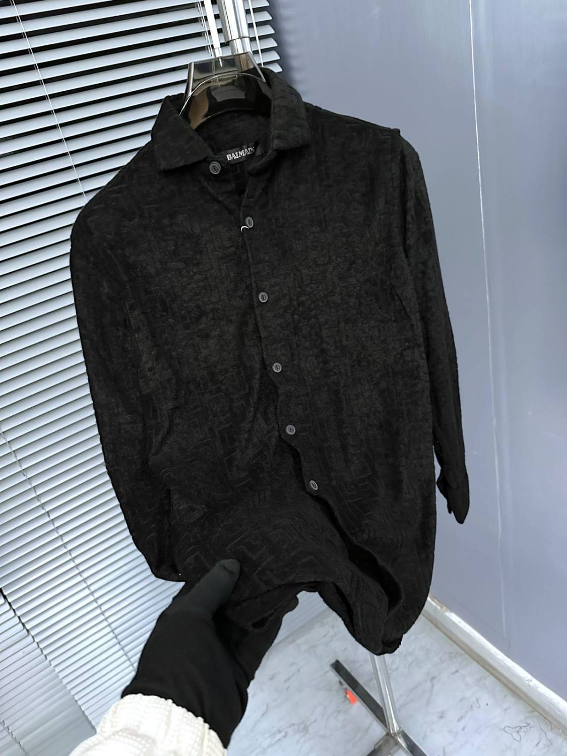 Balmain Embroidered Black Premium Cotton Shirt-2