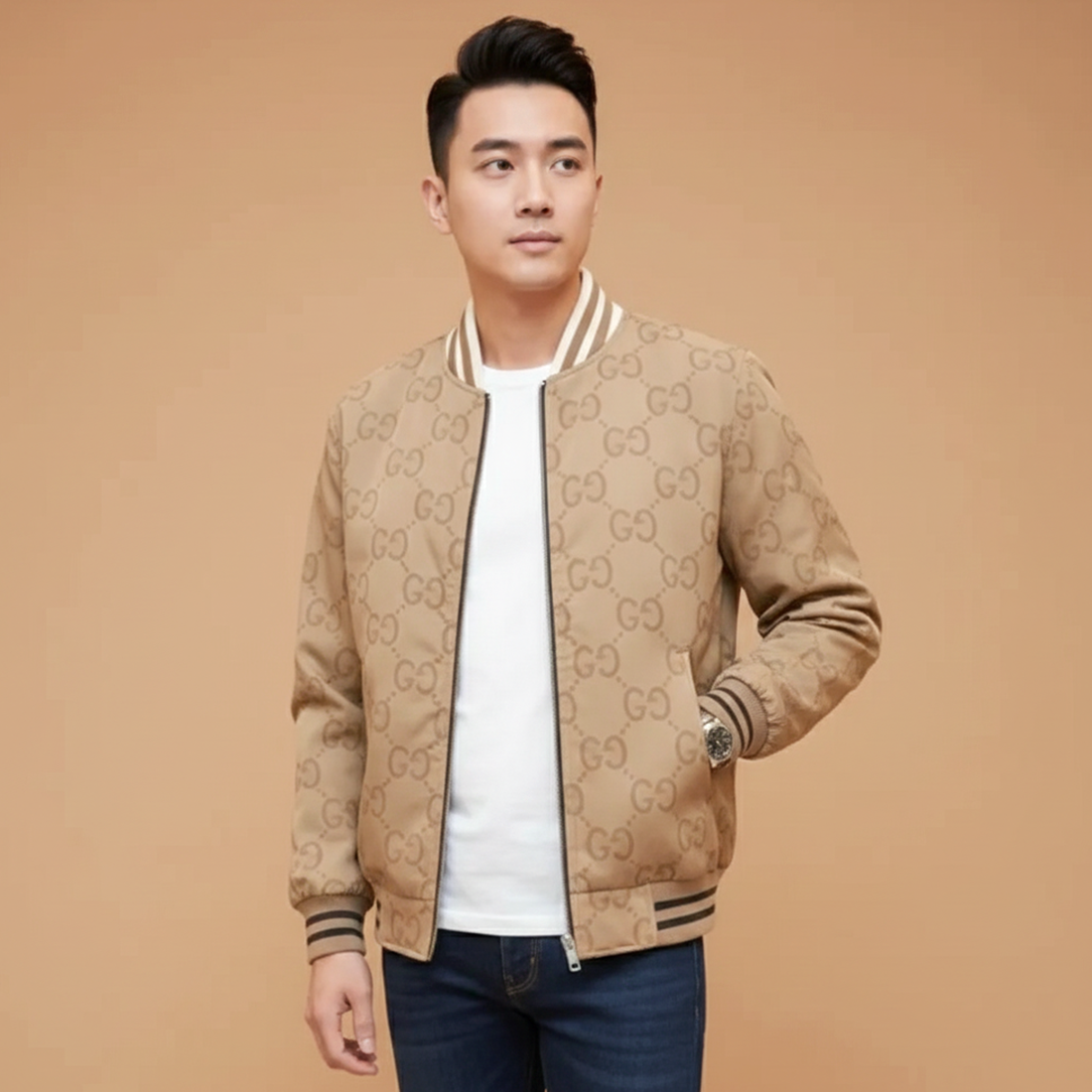 Gucci Jumbo GG Canvas Beige Jacket-0