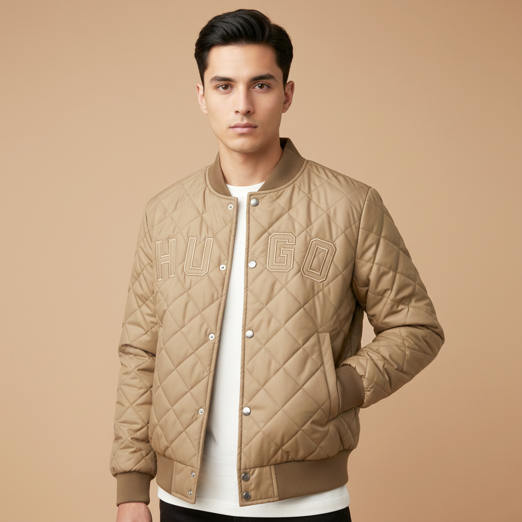 Boss Embroidered logo Cream Premium Quality Jacket-0