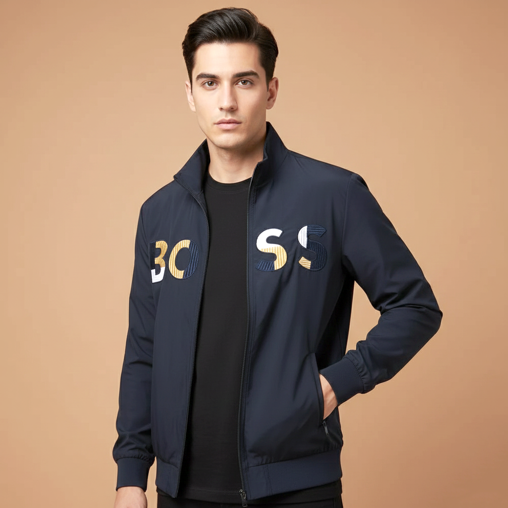 Boss Embroidered logo Blue Premium Quality Zipper-0