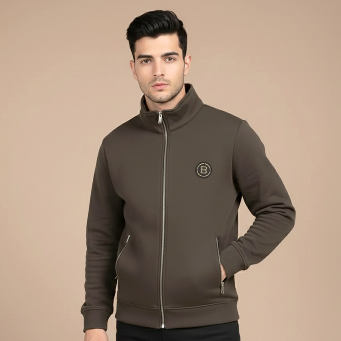 Balmain Dark Brown Premium Quality Zipper-0