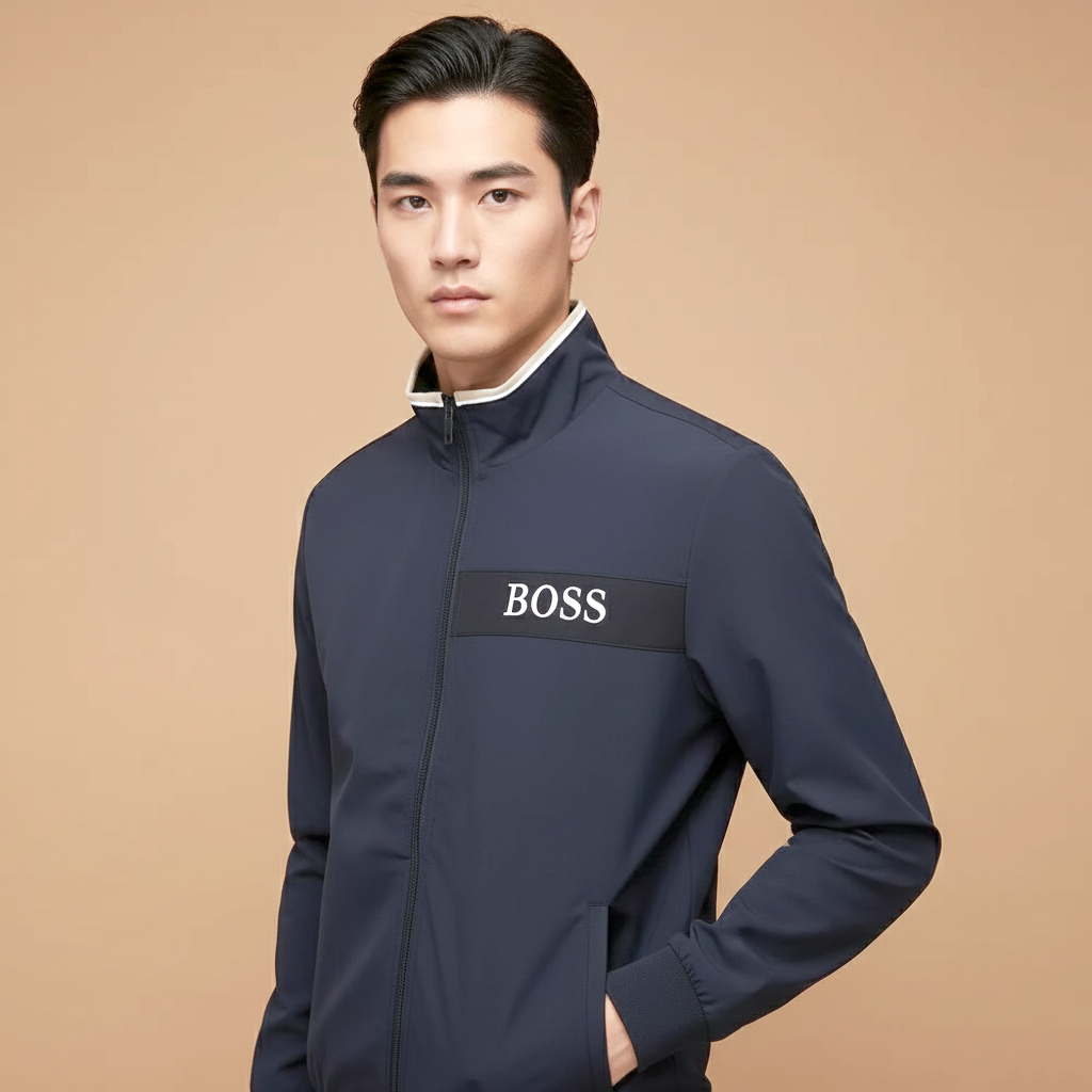 Boss Embroidered logo Blue Premium Quality Zipper-0