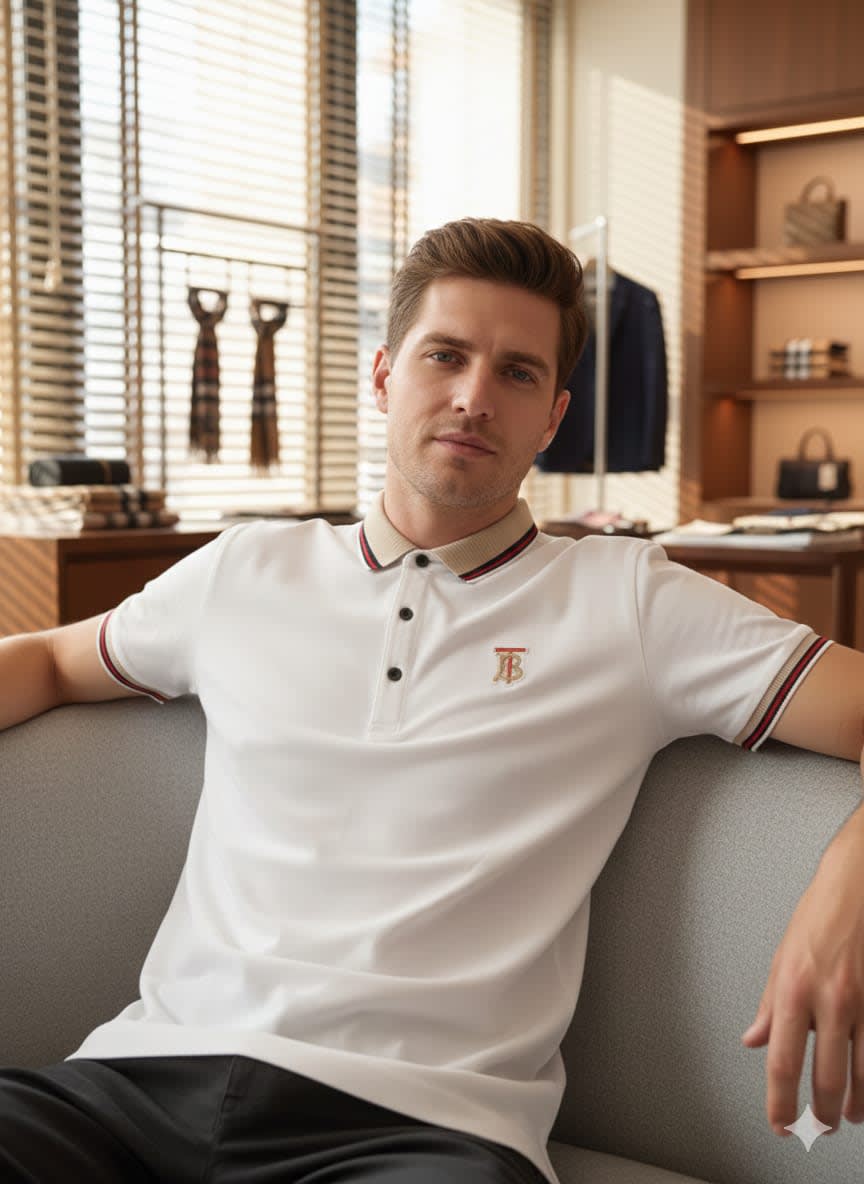 Burberry White Premium Exclusive Polo T-shirt-0