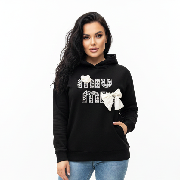 Miu Miu Black Embroidered Women Hoodie-0